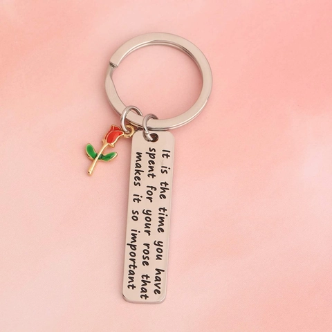 Edelstahl Rose Schlüsselanhänger Mit Der Kleine Prinz Zitat Gravierte Rechteck Tag Kreatives Geschenk Für Paare