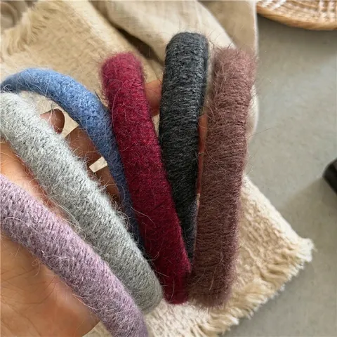 Minimalist Knit Yarn Wrapped Headband For Women Solid Color Handmade Soft Fabric Hair Hoop Korean Style Hair Accessories