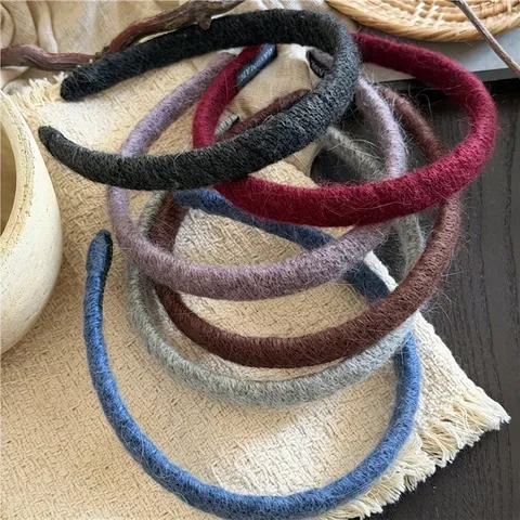 Minimalist Knit Yarn Wrapped Headband For Women Solid Color Handmade Soft Fabric Hair Hoop Korean Style Hair Accessories