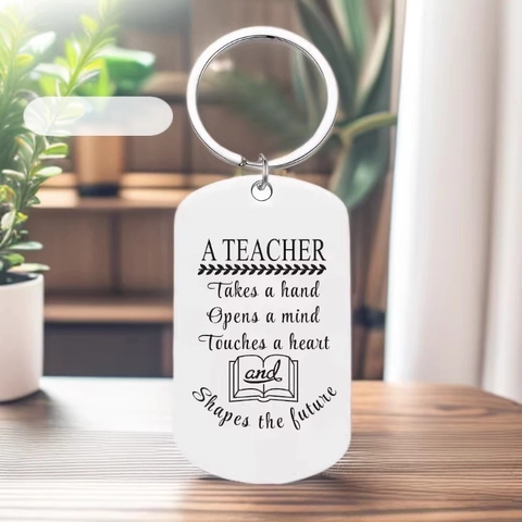 Edelstahl Inspirierende Lehrer Wertschätzung Schlüsselanhänger Rechteck Military Tag Schlüsselring Für Lehrertag Abschluss Geschenk