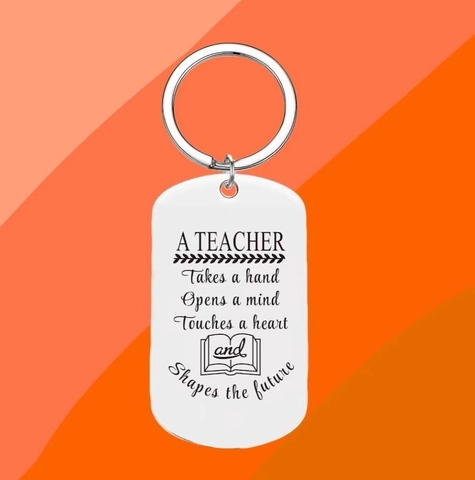 Edelstahl Inspirierende Lehrer Wertschätzung Schlüsselanhänger Rechteck Military Tag Schlüsselring Für Lehrertag Abschluss Geschenk