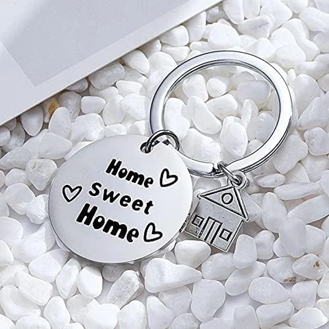 Home Sweet Home Stainless Steel Keychain House Pendant Heart Engraved Key Ring For Housewarming New Home Gift Women Men
