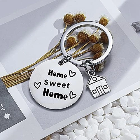 Home Sweet Home Stainless Steel Keychain House Pendant Heart Engraved Key Ring For Housewarming New Home Gift Women Men