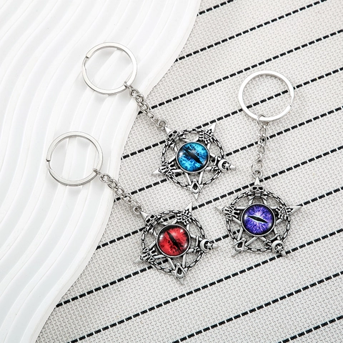 Vintage Gothic Böser Blick Pentagramm Schlüsselanhänger Zinklegierung Totenkopf Mond Stern Anhänger Schlüsselring Für Herren Damen Autotasche Zubehör