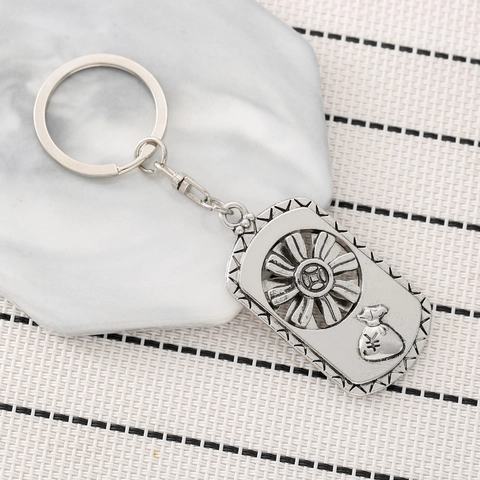 Vintage Rotierende Sonnenblume Metall Schlüsselanhänger Rechteckige Geldbeutel Glück Anhänger Zinklegierung Schlüsselring Für Auto Tasche