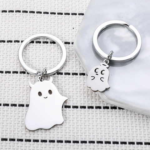 Porte-clés Créatif Ange Démon en Acier Inoxydable Pendentif Sac à Dos Fantôme Poli pour Couples Meilleurs Amis Cadeau Halloween