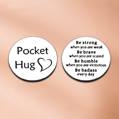 Pocket Hug Token Edelstahl Runde Inspirierende Münze Herz Design Ermutigung Geschenk Für Freunde Familie Abschluss Geburtstag