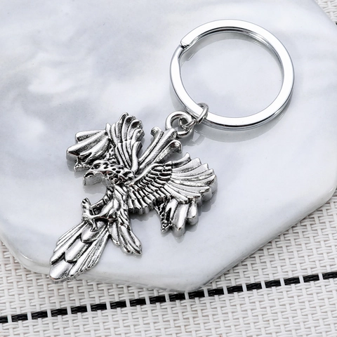 Vintage Zinklegierung Adler Kreuz Schlüsselanhänger Personalisierte Metall Anhänger Auto Ornament Herren Gothic Punk Schmuck