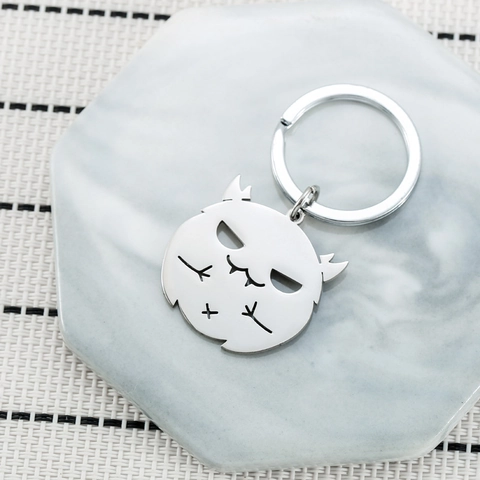 Cute Stainless Steel Devil Face Keychain For Women Men Cartoon Monster Hollow Pendant Keyring For Backpack Party Gift Jewelry