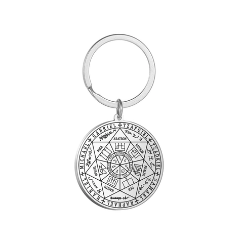 Llavero De Acero Inoxidable Con El Sello De Los Siete Arcángeles Para Hombre Mujer Colgante Místico Religioso Joyería Regalo