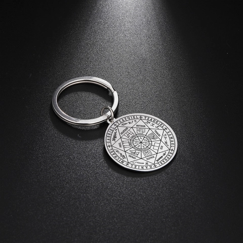 Llavero De Acero Inoxidable Con El Sello De Los Siete Arcángeles Para Hombre Mujer Colgante Místico Religioso Joyería Regalo