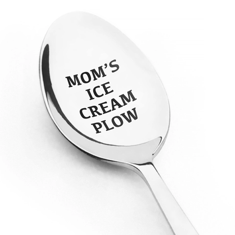 Laser Engraved Stainless Steel Ice Cream Spoon For Dad Mom Birthday Christmas Gift Funny Lettering Dessert Spoon Tableware