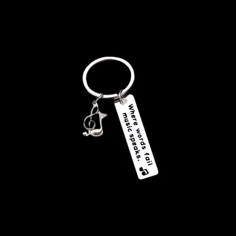 Schlüsselanhänger Aus Edelstahl Mit Musiknote Und Zitat Where Words Fail Music Speaks Inspirierendes Geschenk Für Musikliebhaber