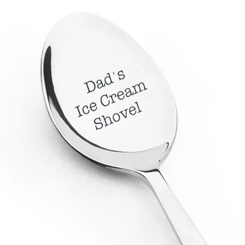 Laser Engraved Stainless Steel Ice Cream Spoon For Dad Mom Birthday Christmas Gift Funny Lettering Dessert Spoon Tableware
