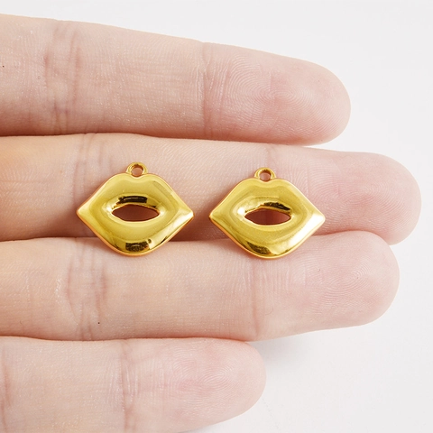 304 Roestvrij Staal Lip Vorm Hanger Mond Charm Voor DIY Sieraden Maken Halsketting Accessoires Goud Zilver Spiegel Gepolijst