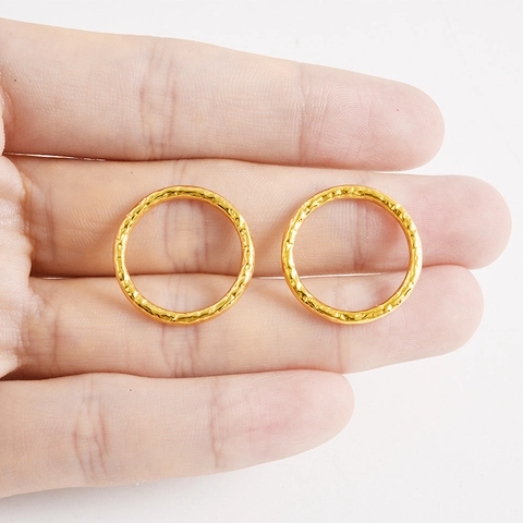 Hammered 304 Stainless Steel Round Ring Pendant For DIY Jewelry Making Gold Silver Electroplated Circular Accessory Component