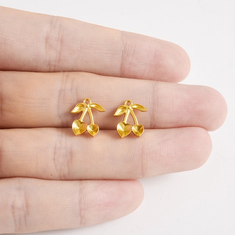 304 Stainless Steel Heart Cherry Pendants DIY Jewelry Making Material Gold Silver Pendants For Necklaces Earrings Making