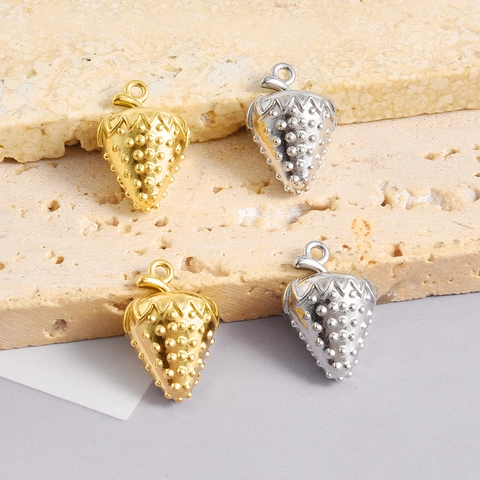 304 Edelstahl Erdbeere Anhänger Für DIY Schmuckherstellung Frucht Charms Gold Silber Galvanisiert Zubehör Für Halsketten