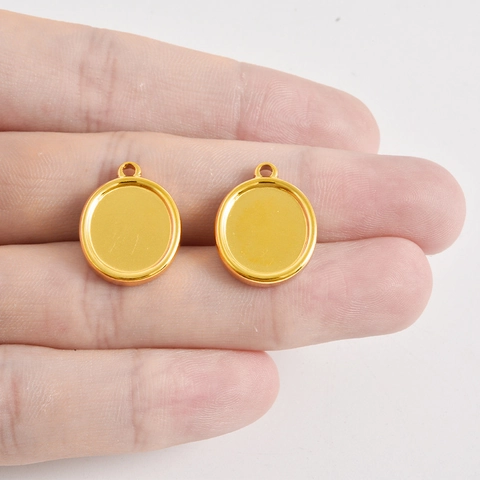 Edelstahl Oval Anhänger Tablett Bezel Einstellung DIY Schmuckherstellung Komponenten Cabochon Basis Für Halskette Gold Silber