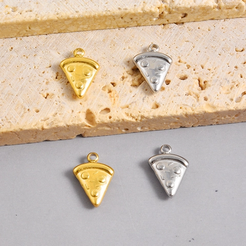 304 Roestvrij Staal Pizzapunt Hanger Vacuümplating Voedselvorm DIY Sieraden Accessoire Voor Ketting Armband Knutselen Vrouwen Mannen