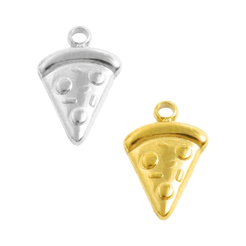 304 Roestvrij Staal Pizzapunt Hanger Vacuümplating Voedselvorm DIY Sieraden Accessoire Voor Ketting Armband Knutselen Vrouwen Mannen