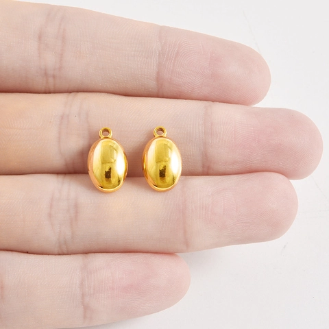 304 Stainless Steel Oval Pendant Charms For DIY Necklace Bracelet Mirror Polished Gold Silver Metal Accessories For Jewelry Making