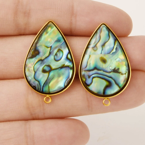 Pendientes de Botón de Acero Inoxidable con Concha de Abulón para Mujer Diseño de Nicho Geométricos Irisados Gota Cuadrados Joyería