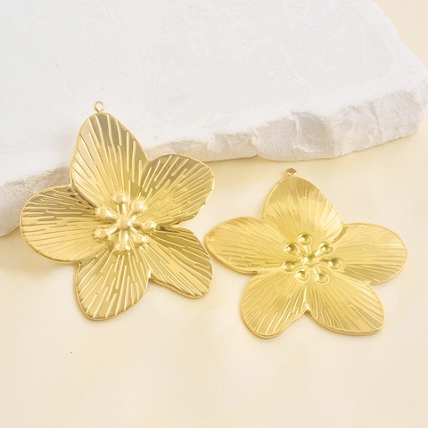 Großer 304 Edelstahl Blumenblatt Anhänger DIY Schmuckherstellung Zubehör Für Halskette Mode Floraler Anhänger Für Damen