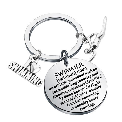 Edelstahl Schwimmen Schlüsselanhänger Schwimmer Silhouette Eat My Bubbles Inspirierendes Zitat Taschenanhänger Sport Souvenir Für Schwimmer