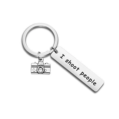 Llavero de Acero Inoxidable Cámara Con Colgante Creativo Mini 3D Cámara Grabado Frase Llavero para Amantes de la Fotografía Regalo
