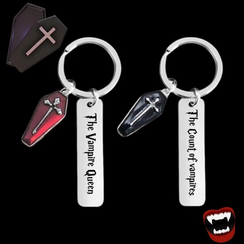 Portachiavi in Acciaio Inossidabile con Croce a Bara di Vampiro Gioielli Pendenti Vintage Gotici per Regalo di Halloween