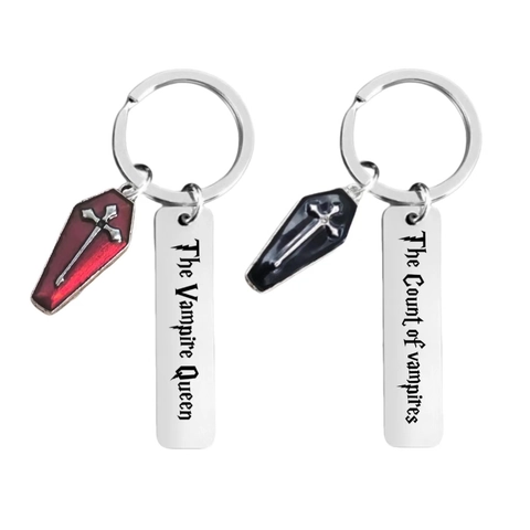 Portachiavi in Acciaio Inossidabile con Croce a Bara di Vampiro Gioielli Pendenti Vintage Gotici per Regalo di Halloween