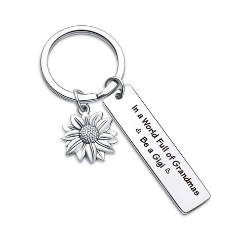 Roestvrijstalen Sleutelhanger Met Zonnebloem Hanger En Metalen Tag Inspirerende Tekst Sieraden Cadeau Voor Oma Vrouwen