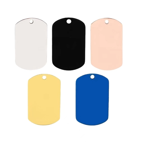 Stainless Steel Mirror Polished Military ID Tag Keychain Blank Surface For DIY Nameplate Rectangle Pendant Jewelry