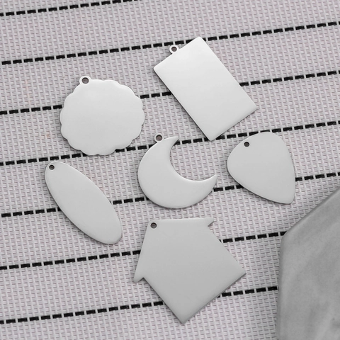 Minimalist Stainless Steel Mirror Polished DIY Blank Pendants Multi Shape Metal Tags For Keychain Jewelry Making Supplies