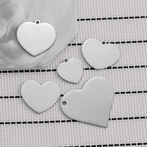 Edelstahl Herzform Blank Pendent Nur Ohne Kette Spiegel Poliert Metall Schlüsselanhänger Zubehör Für DIY Schmuckherstellung