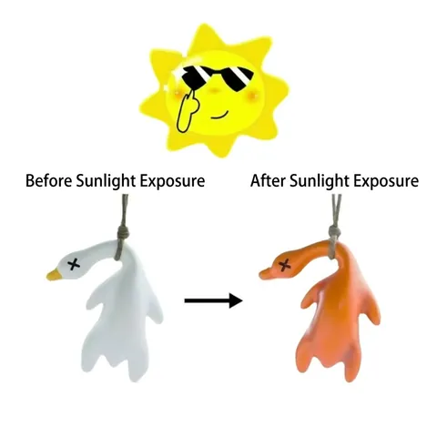 Divertente Portachiavi Anatra Cambia Colore in PVC Sensibile al Sole Cartone Animato Oca Portachiavi Decorazione Interni Auto Ornamento Regalo