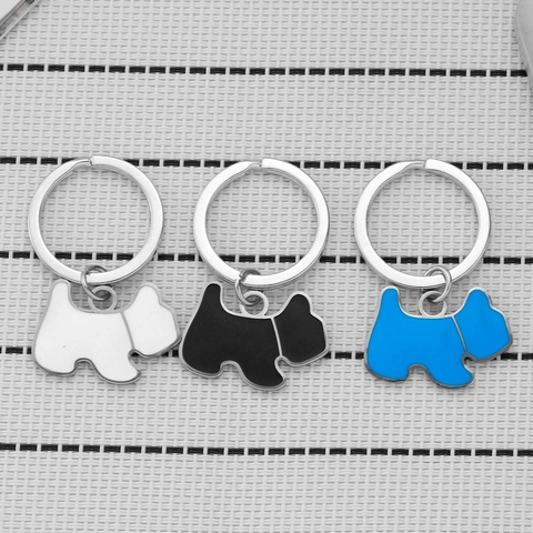 Simpatico Portachiavi in Acciaio Inossidabile con Cane Cartone Animato per Donna Ragazza Ciondolo a Forma di Cucciolo Accessorio per Borsa Smaltato