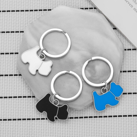 Simpatico Portachiavi in Acciaio Inossidabile con Cane Cartone Animato per Donna Ragazza Ciondolo a Forma di Cucciolo Accessorio per Borsa Smaltato