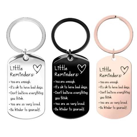 Inspirational Stainless Steel Keychain Little Reminders Motivational Dog Tag Key Ring For Birthday Graduation Gift Unisex
