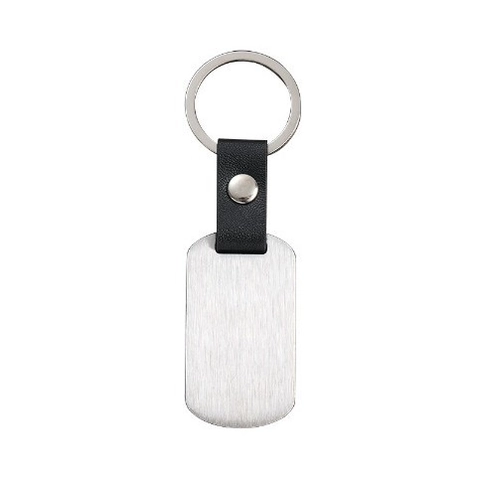 Portachiavi in Acciaio Inossidabile e Pelle Minimalista Targhetta in Metallo Rettangolare Portachiavi Auto Regalo Moda