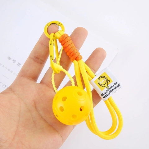 Pickleball Mini Hollow Ball Keychain Sporty Braided Rope Backpack Pendant Colorful Keyring Accessory Gift For Men Women