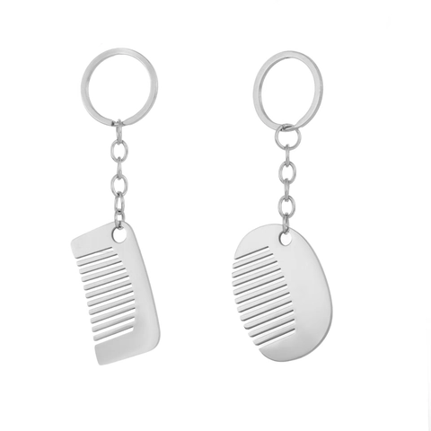 Creative Stainless Steel Comb Keychain Pendant Fashion Metal Mini Comb Key Ring For Car Bag Ornaments Durable Unisex Gift Accessory