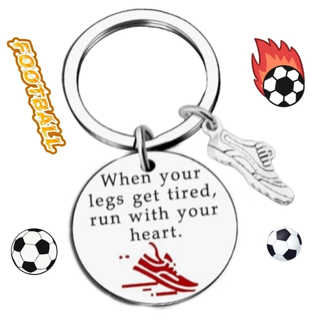 Llavero de Zapatilla de Deporte de Acero Inoxidable Inspirador Grabado Motivacional Colgante de Bolso Regalo Deportivo Unisex