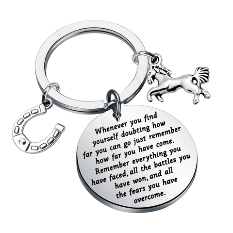 Portachiavi in Acciaio Inossidabile con Cavallo Ispiratore Always Remember Youre Braver Ciondolo a Herradura Regalo Equestre
