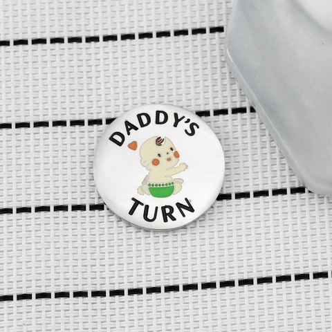 Moneda de Decisión del Bebé de Acero Inoxidable Mommy's Daddy's Turn Doble Cara Recién Nacido Moneda Conmemorativa Regalo
