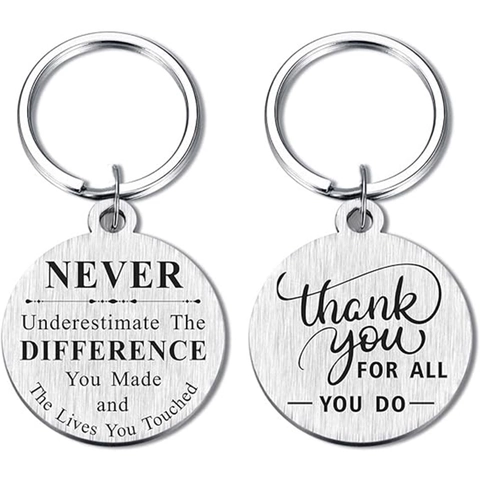 Stainless Steel Motivational Keychain Inspirational Quotes Thank You Pendant Brushed Metal Keyring For Teachers Coworkers Gift