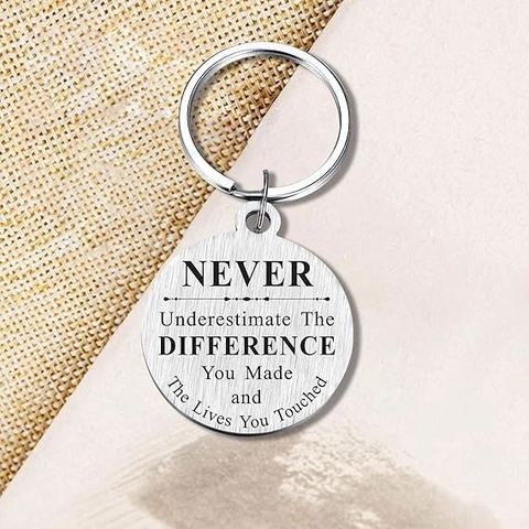 Stainless Steel Motivational Keychain Inspirational Quotes Thank You Pendant Brushed Metal Keyring For Teachers Coworkers Gift