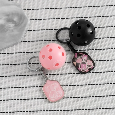 Pickleball Schläger Schlüsselanhänger Zinklegierung Sport Thema Schlüsselring Rosa Schwarz Kariert Simulation Athlet Anhänger Geschenk