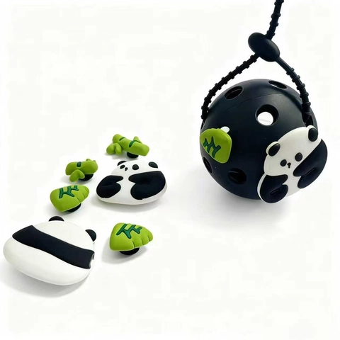 DIY Pickleball Hole Ball Sleutelhanger Hanger Cartoon Panda Decoratieve Charms Webbing Strap Voor Rugzak Handtas Decor